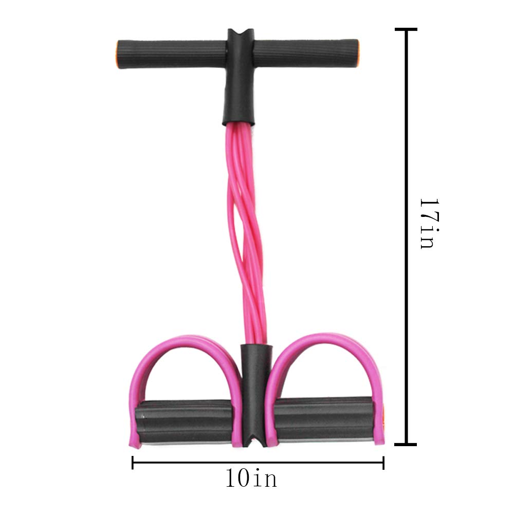 FateFan Multifunction Tension Rope, 6-Tube Elastic Yoga Pedal Puller Resistance Band, Natural Latex Tension Rope Fitness Equipment, for Abdomen/Waist/Arm/Leg Stretching Slimming Training (Pink)