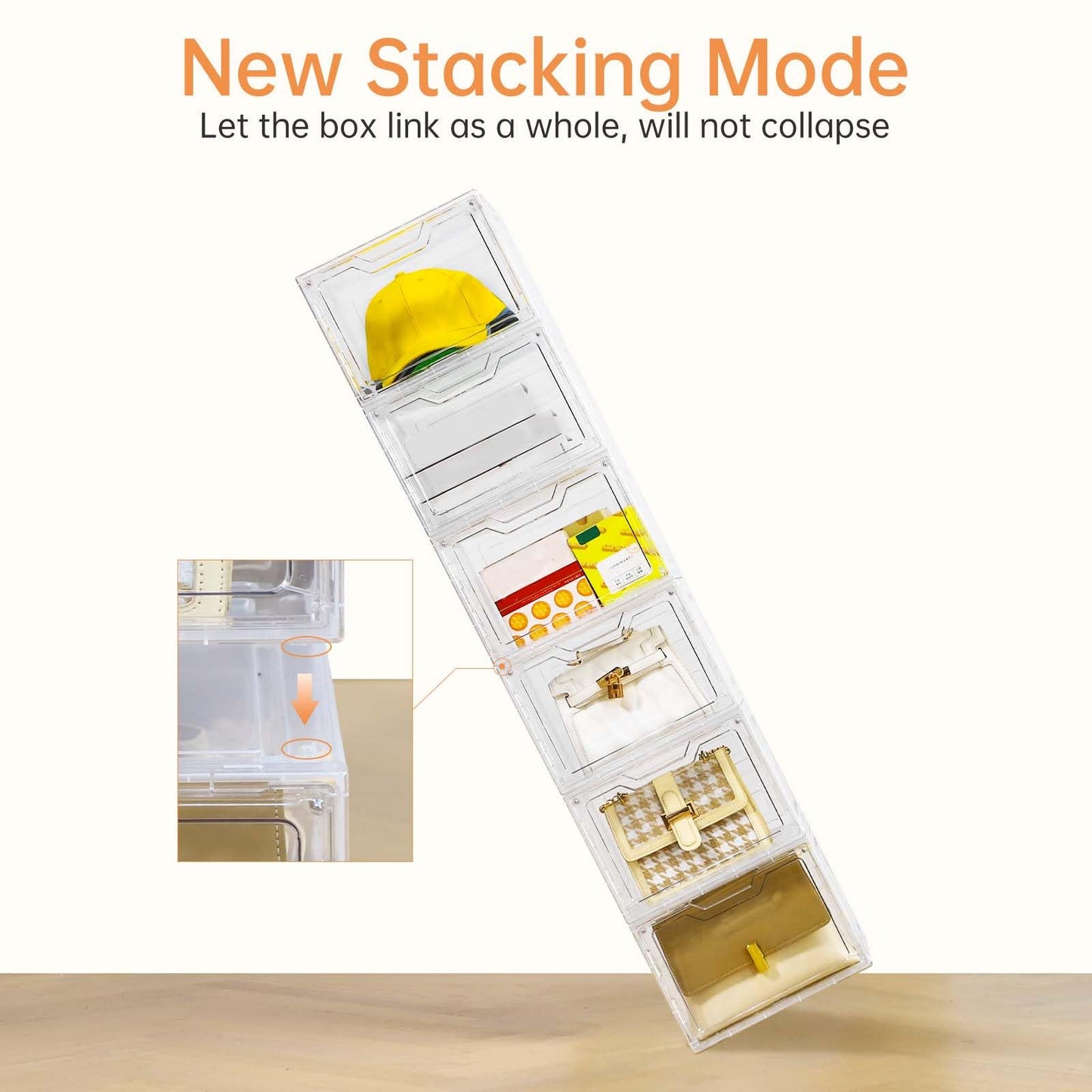 Freebat 6 Pack Closet Organizers and Storage,Clear Stackable Plastic Storage Bins with Lids Magnetic Doors,Clothes Organizers and Storage,Plastic Craft Containers for Wardrobe Kitchen Bathroom Office