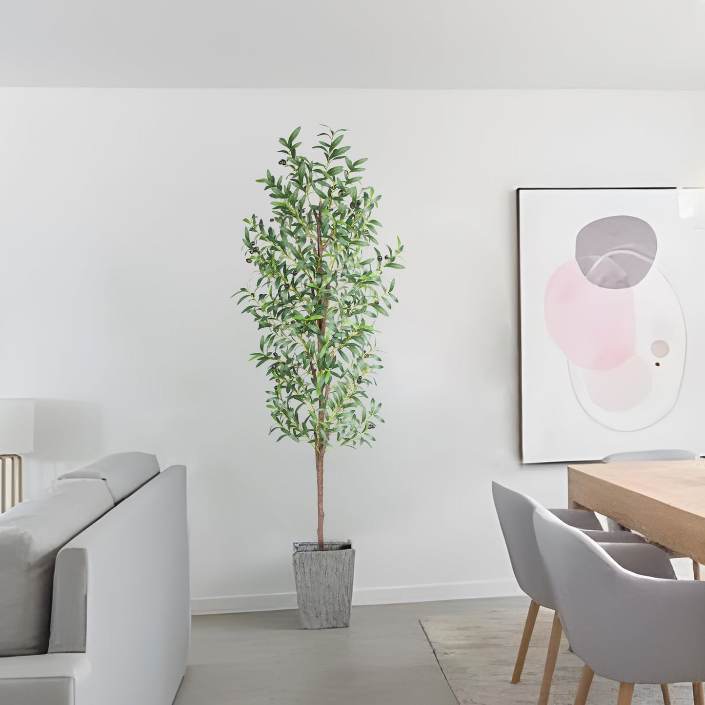 CETRD Artificial Olive Tree, 6FT Tall Faux Olive Trees 72in Outdoor Fake Potted Silk Plant with Trunk and Realistic 648 Leaves and 24 Fruits for Modern Office Home Decor Indoor(1pack)
