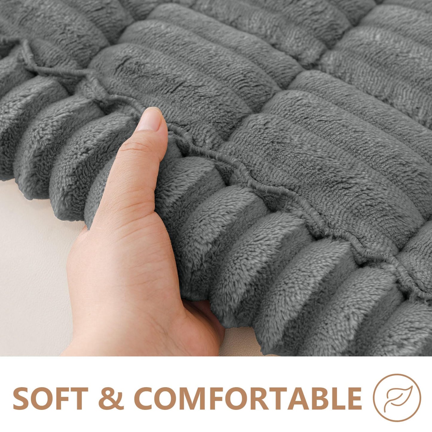 Smiry Couch Cover for Dogs Washable, Non Slip Fuzzy Pet Couch Covers for 3 Cushion Sofa Pet Friendly, Thick Soft Sofa Slipcovers Cushion Protector (Dark Grey, 27.6" x 59")