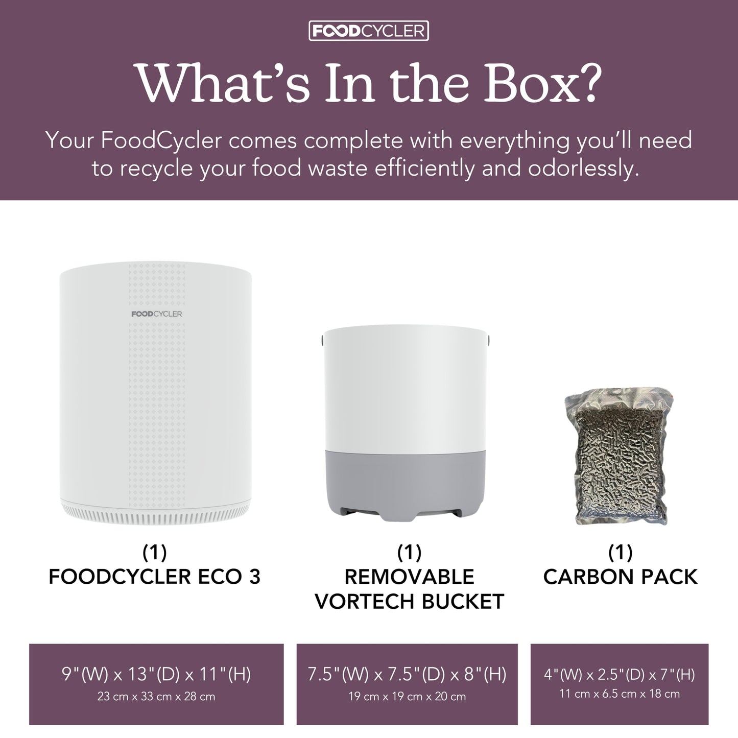 Food Cycler Eco 3 Compact Kitchen Food Recycler | Indoor Composter Bin Alternative | Electric Countertop Food Waste Disposer with Odorless 3.5L Indoor Food Waste Bin for Easy Waste Management | White