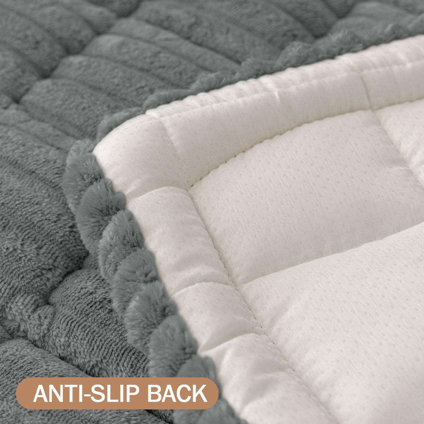 Smiry Couch Cover for Dogs Washable, Non Slip Fuzzy Pet Couch Covers for 3 Cushion Sofa Pet Friendly, Thick Soft Sofa Slipcovers Cushion Protector (Dark Grey, 27.6" x 59")