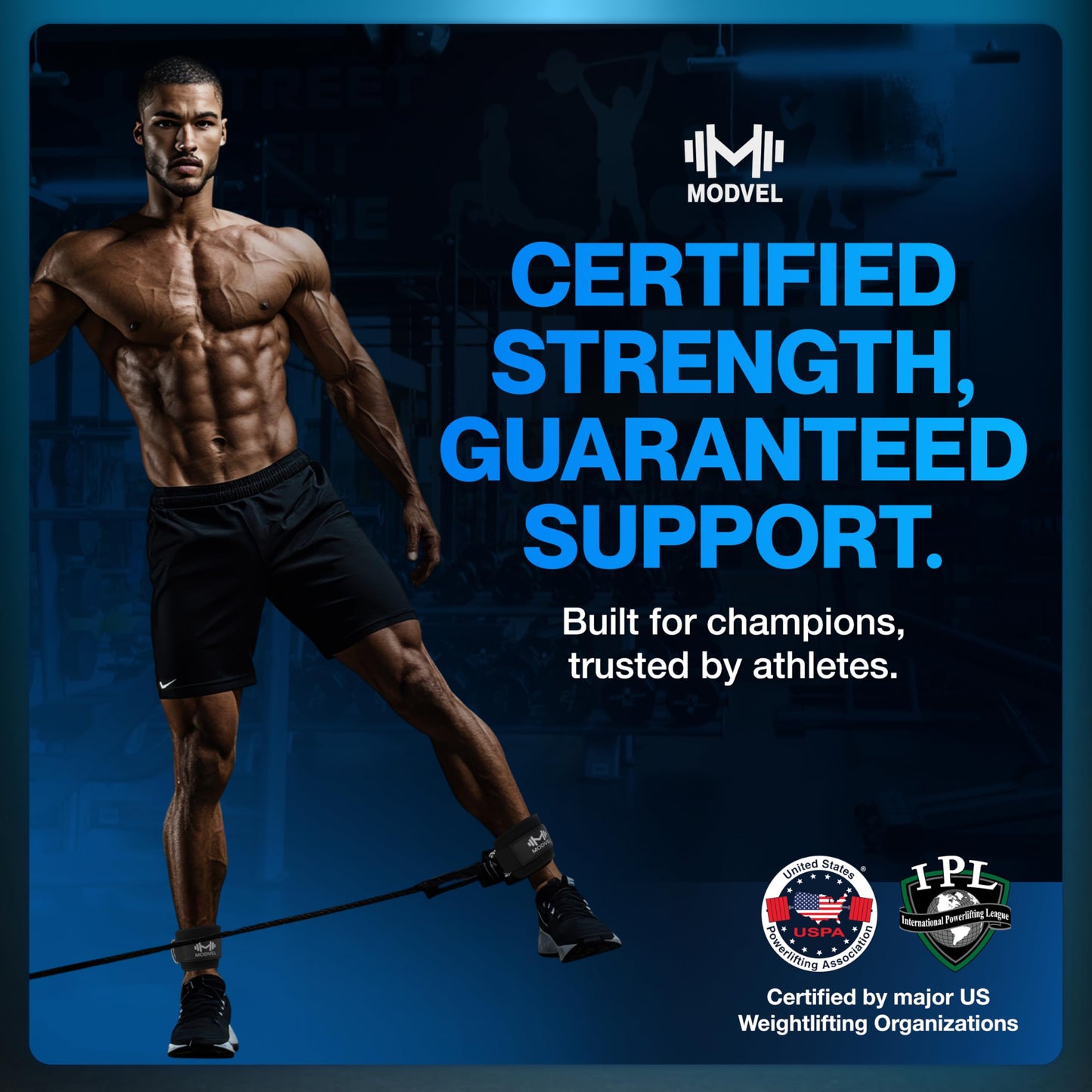 Modvel Ankle Straps for Cable Machines - Adjustable, Comfortable Gym Accessories for Strength Training, Weightlifting, and Injury Recovery - Durable Padded Support for Men & Women PAIR - Black