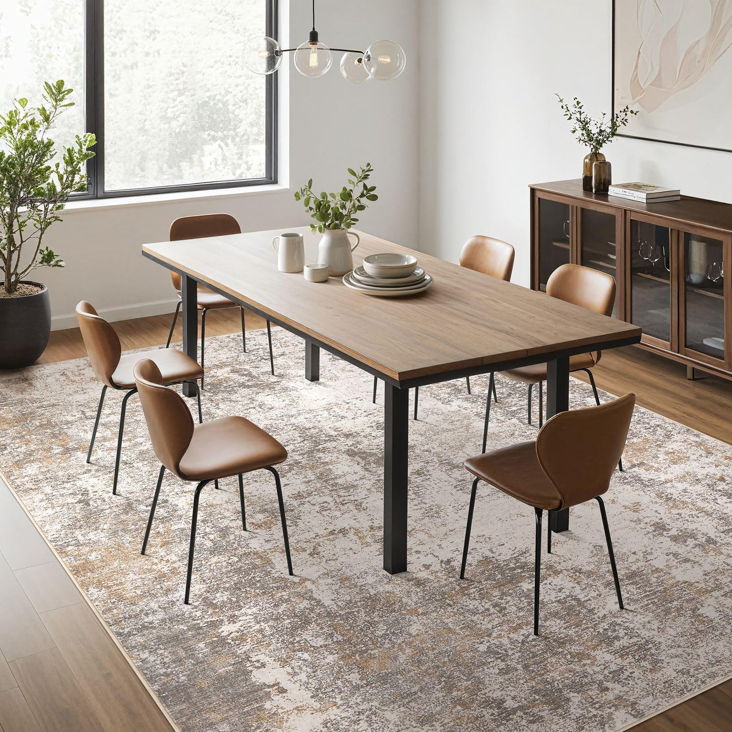Area Rugs for Living Room: 10x12 Large Soft Washable Rug Modern Abstract Non-Slip Backing Stain Resistant Carpet for Bedroom Dining Room or Home Office Home Decor - Brown