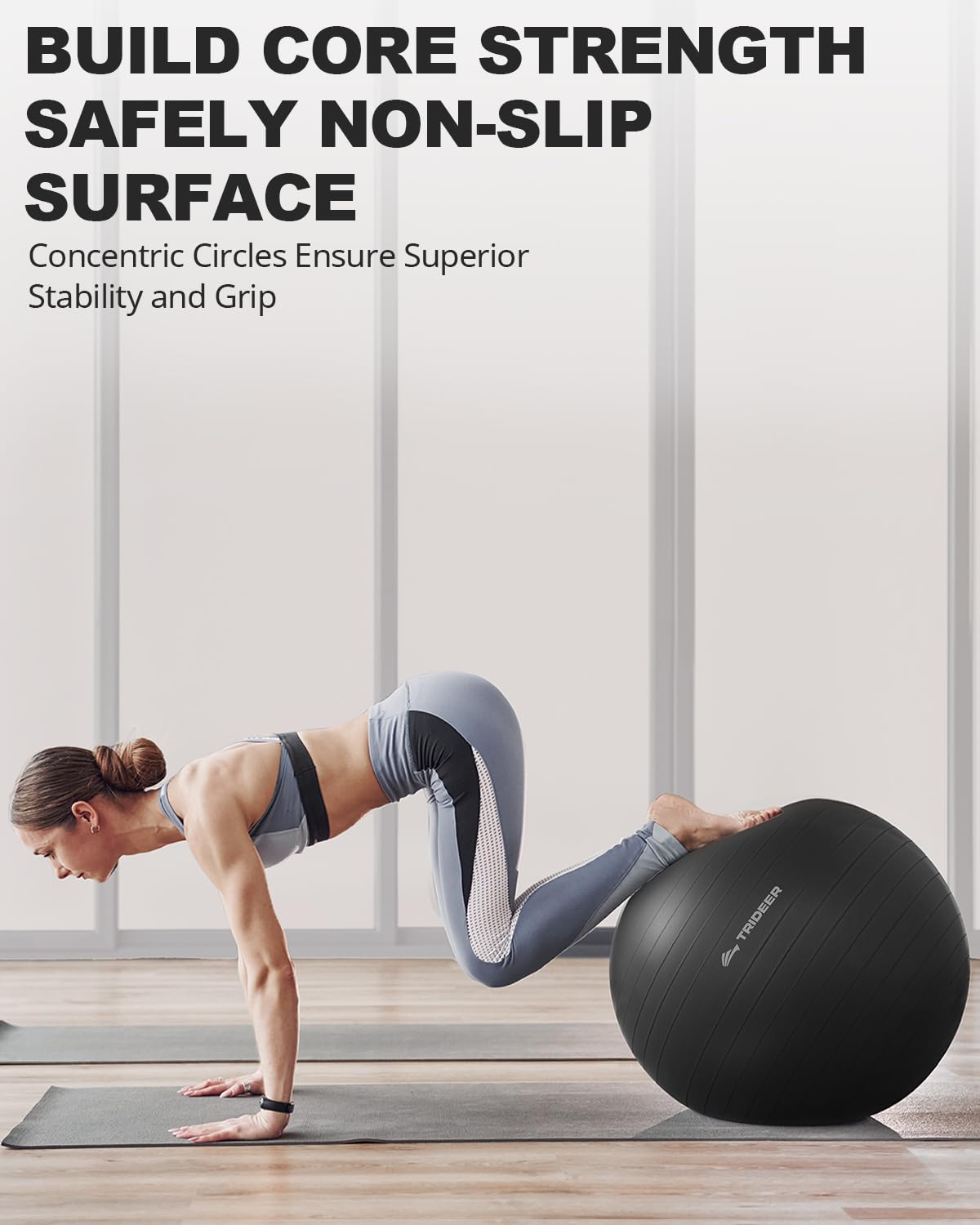 Trideer Yoga Ball for Exercise, Pregnancy & Birthing, 5 Sizes Exercise Ball for Physical Therapy, Stability, Fitness, Quick Pump Included