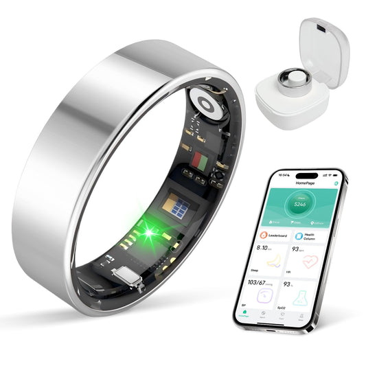 Smart Health Ring for Women Men Fitness Tracker with Heart Rate, Blood Pressure,Blood Oxygen,Step Counting, Sleep Monitoring,IP68 Waterproof for iPhone and Android, No Subscription Fee (Silver, 9)