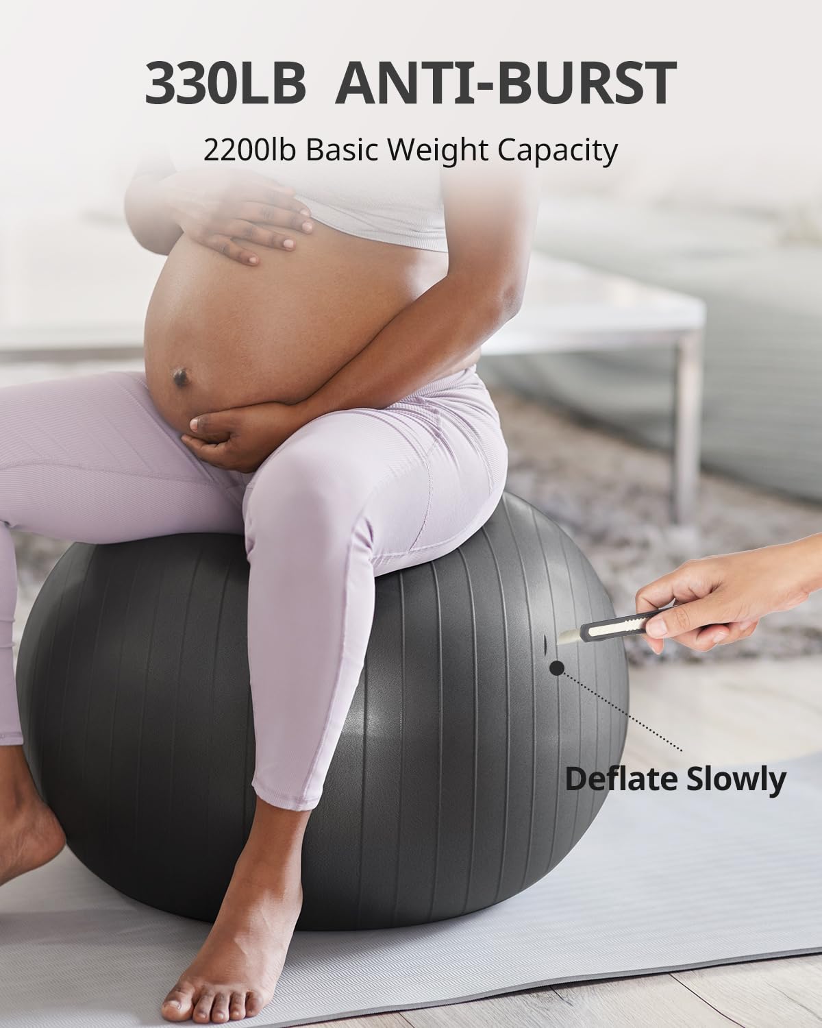 Trideer Yoga Ball for Exercise, Pregnancy & Birthing, 5 Sizes Exercise Ball for Physical Therapy, Stability, Fitness, Quick Pump Included