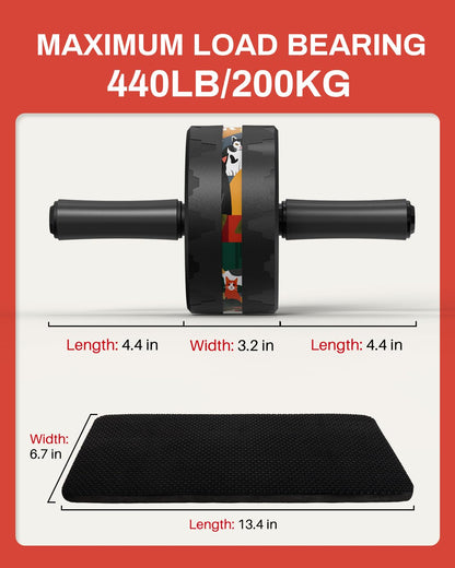VINSGUIR Ab Roller Wheel, Abs & Core Workout Equipment for Home Gym with Knee Pad Accessories, Abdominal Wheel for Full-body Strength Training (Cat Print)