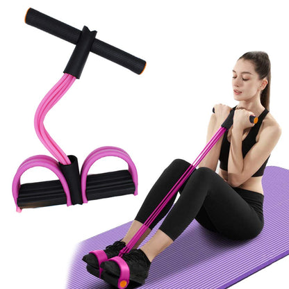 FateFan Multifunction Tension Rope, 6-Tube Elastic Yoga Pedal Puller Resistance Band, Natural Latex Tension Rope Fitness Equipment, for Abdomen/Waist/Arm/Leg Stretching Slimming Training (Pink)