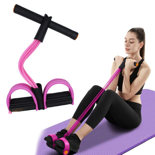 FateFan Multifunction Tension Rope, 6-Tube Elastic Yoga Pedal Puller Resistance Band, Natural Latex Tension Rope Fitness Equipment, for Abdomen/Waist/Arm/Leg Stretching Slimming Training (Pink)