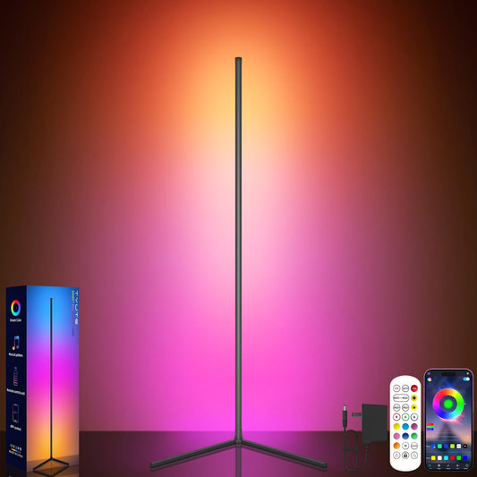 Tyute Corner Lamp, Led Floor Lamp, RGB Ambient Lighting, Smart Modern Floor Lamp with Remote, Color Changing Dimmable Corner Light with Music Sync, Mood Lighting for Bedroom, Living Room Gaming Room