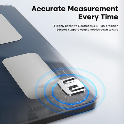 GE Scale for Body Weight Smart: Digital Bathroom Body Fat Scales 500lbs for BMI Muscle Bluetooth Smart Weight Monitor 11.8" Large Platform Weighing Machine Health Analyzer with App Dark Blue