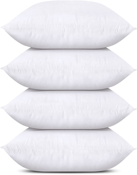 Utopia Bedding Throw Pillows (Set of 4, White), 18 x 18 Inches Pillows for Sofa, Bed and Couch Decorative Stuffer Pillow