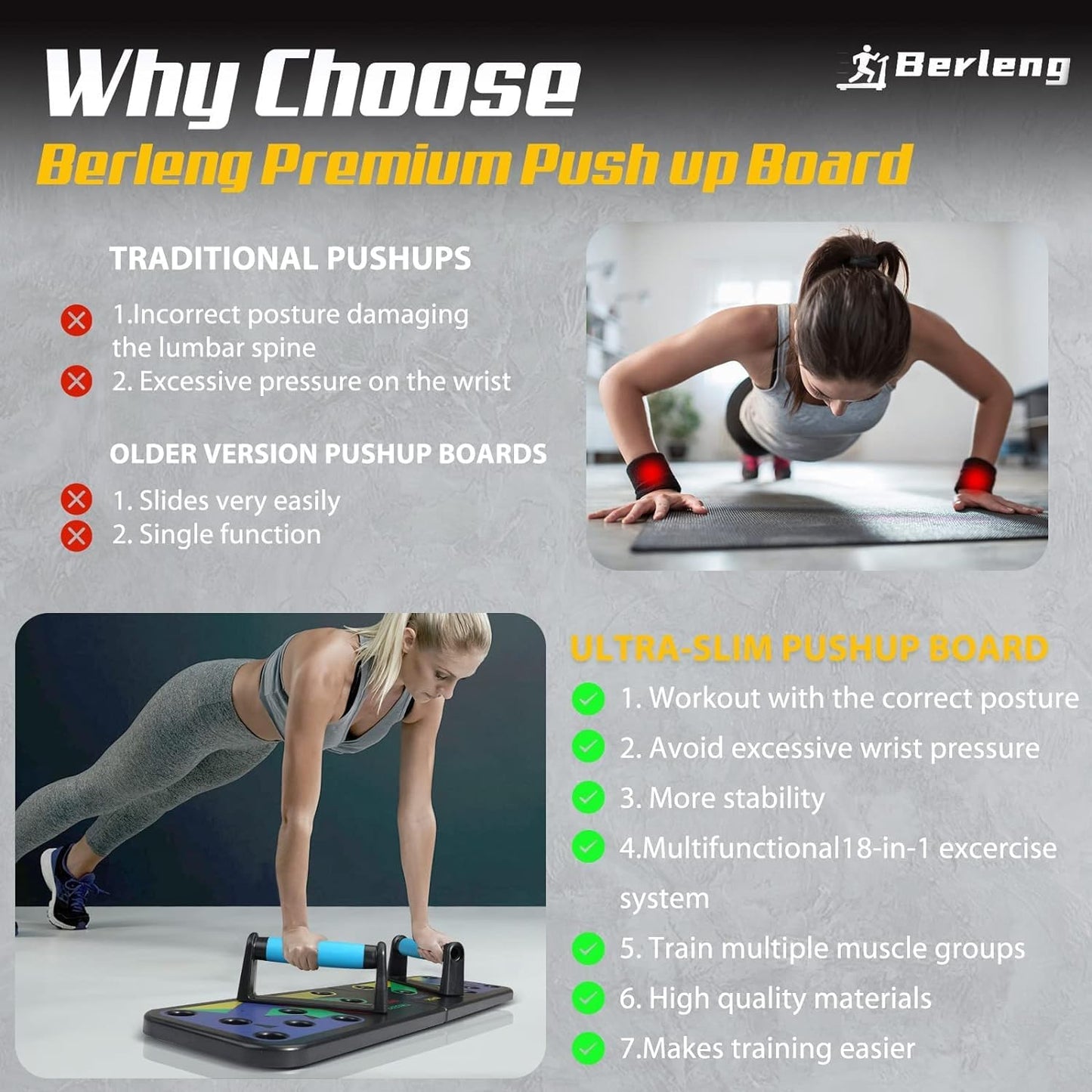 Floor Push Up Handles, Portable Strength Training Home Gym, Home Workout Equipment For Men And Women