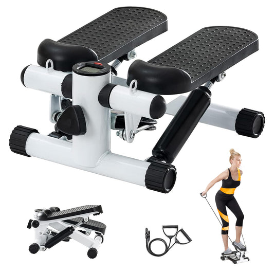 Joxir Steppers for Exercise at Home, Mini Stepper with Resistance Bands, 360LBS Capacity Portable Stair Stepper for Home, Hydraulic Fitness Stair Stepper with LCD Monitor