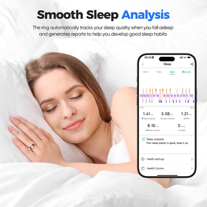 Smart Health Ring for Women Men Fitness Tracker with Heart Rate, Blood Pressure,Blood Oxygen,Step Counting, Sleep Monitoring,IP68 Waterproof for iPhone and Android, No Subscription Fee (Silver, 9)