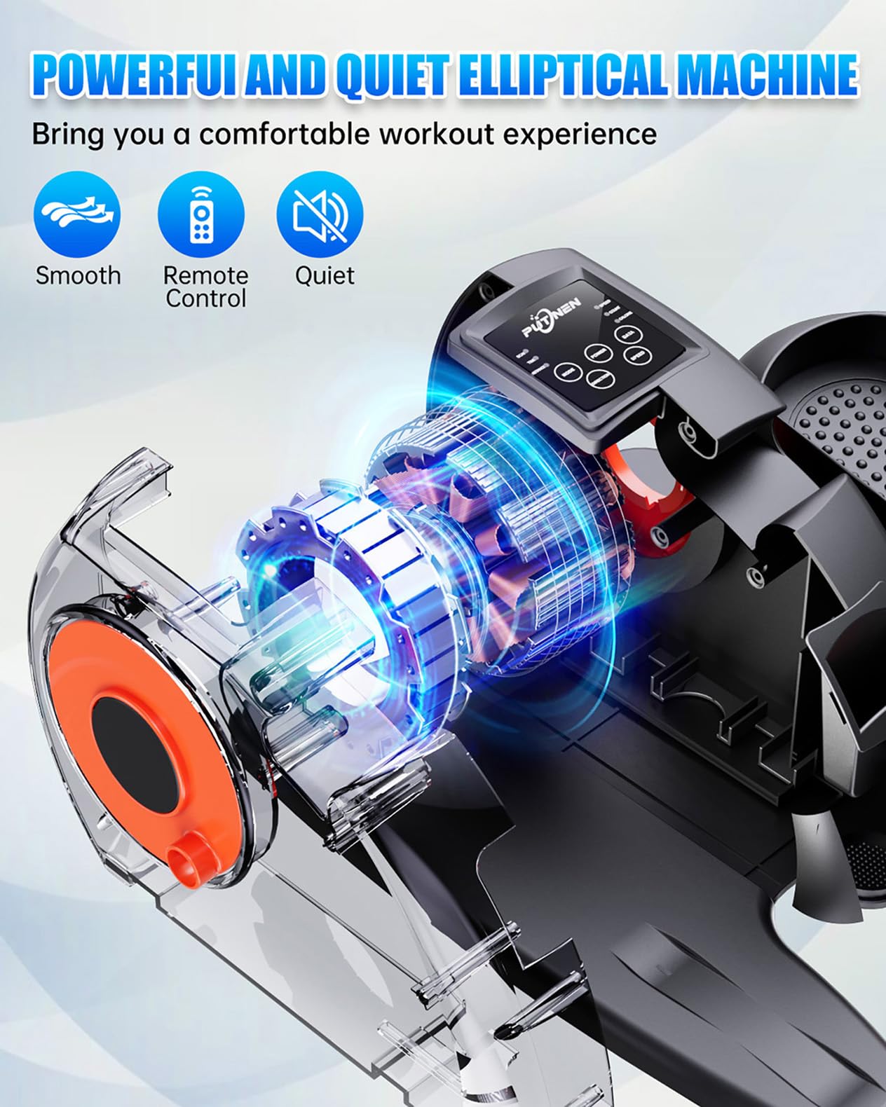 Under Desk Elliptical Machine, Electric Ellipse Leg Exerciser as Seen on Tv for Seniors with 12 Adjustable, Portable Quiet Elliptical Machine, Seated Pedal Exerciser with Remote Control (Orange)