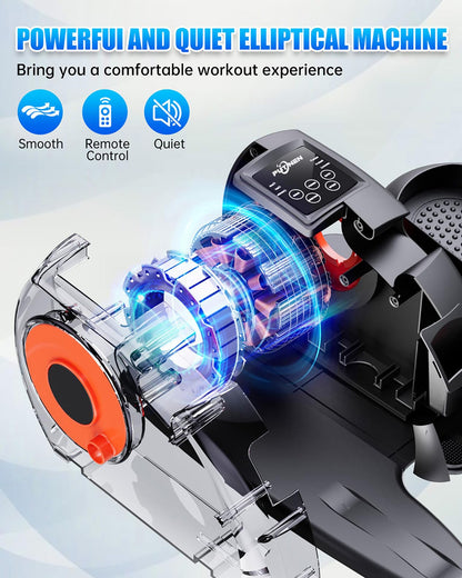 Under Desk Elliptical Machine, Electric Ellipse Leg Exerciser as Seen on Tv for Seniors with 12 Adjustable, Portable Quiet Elliptical Machine, Seated Pedal Exerciser with Remote Control (Orange)