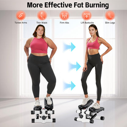 Joxir Steppers for Exercise at Home, Mini Stepper with Resistance Bands, 360LBS Capacity Portable Stair Stepper for Home, Hydraulic Fitness Stair Stepper with LCD Monitor