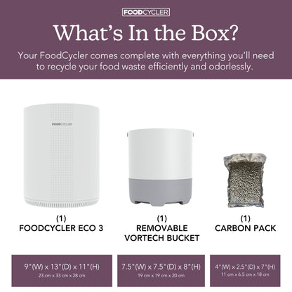 Food Cycler Eco 3 Compact Kitchen Food Recycler | Indoor Composter Bin Alternative | Electric Countertop Food Waste Disposer with Odorless 3.5L Indoor Food Waste Bin for Easy Waste Management | White