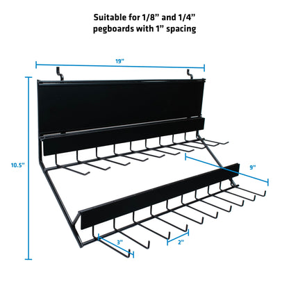 Century Drill & Tool, 2-tier pegboard rack space saver #03199 – perfect for garage organization, store garden equipment and tools, hanging crafts & jewelry, retail, product display (2 Pack)