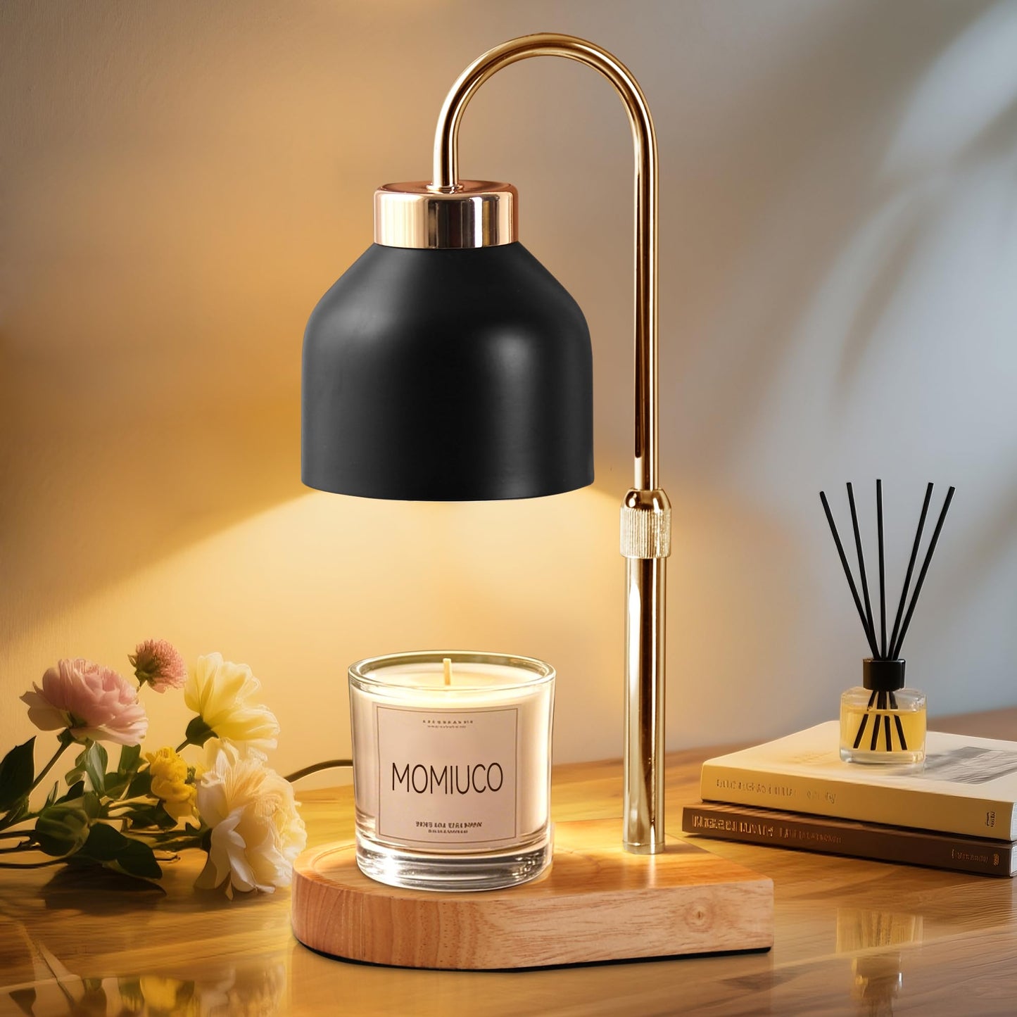 MOMIUCO Candle Warmer Lamp with Timer Dimmer, Wax Melt Warmer for Jar Candles, House Warming Gifts New Home Decor, Gifts for Women Mom, Adjustable Height with 2 Bulbs