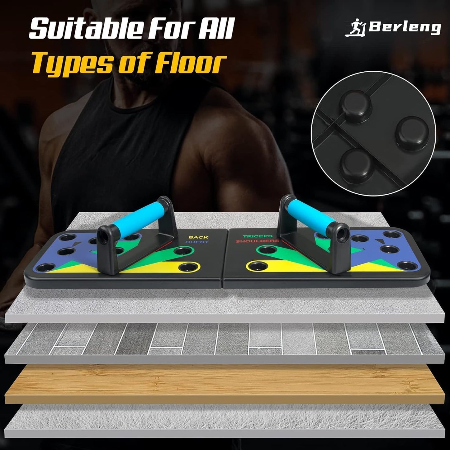 Floor Push Up Handles, Portable Strength Training Home Gym, Home Workout Equipment For Men And Women