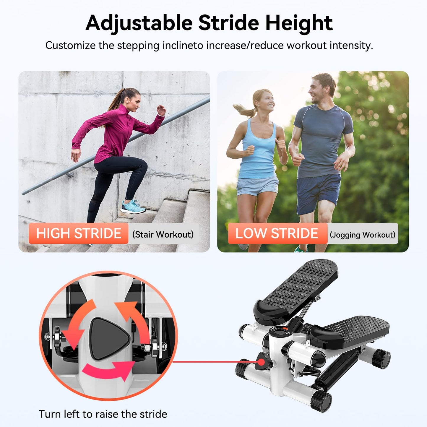 Joxir Steppers for Exercise at Home, Mini Stepper with Resistance Bands, 360LBS Capacity Portable Stair Stepper for Home, Hydraulic Fitness Stair Stepper with LCD Monitor