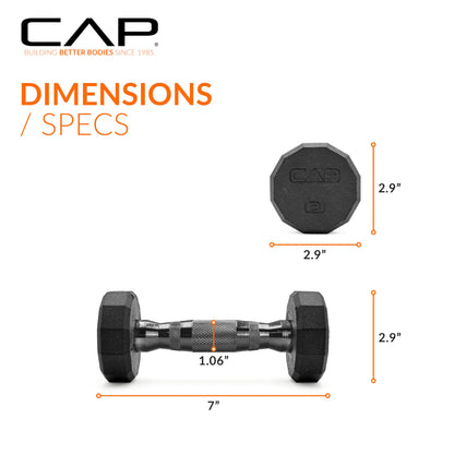 CAP Barbell 12-Sided Coated Dumbbell with Black Handle, Pair, 3 LB
