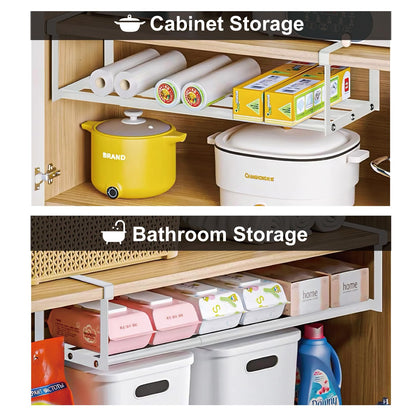 HGZBS Expandable Shoe Rack Organizer - Adjustable Shoe Rack & Under Cabinet Shelf - for Shoe or Clothing Storage and Organization, Under Shelf Storage (White,1 Pcs)