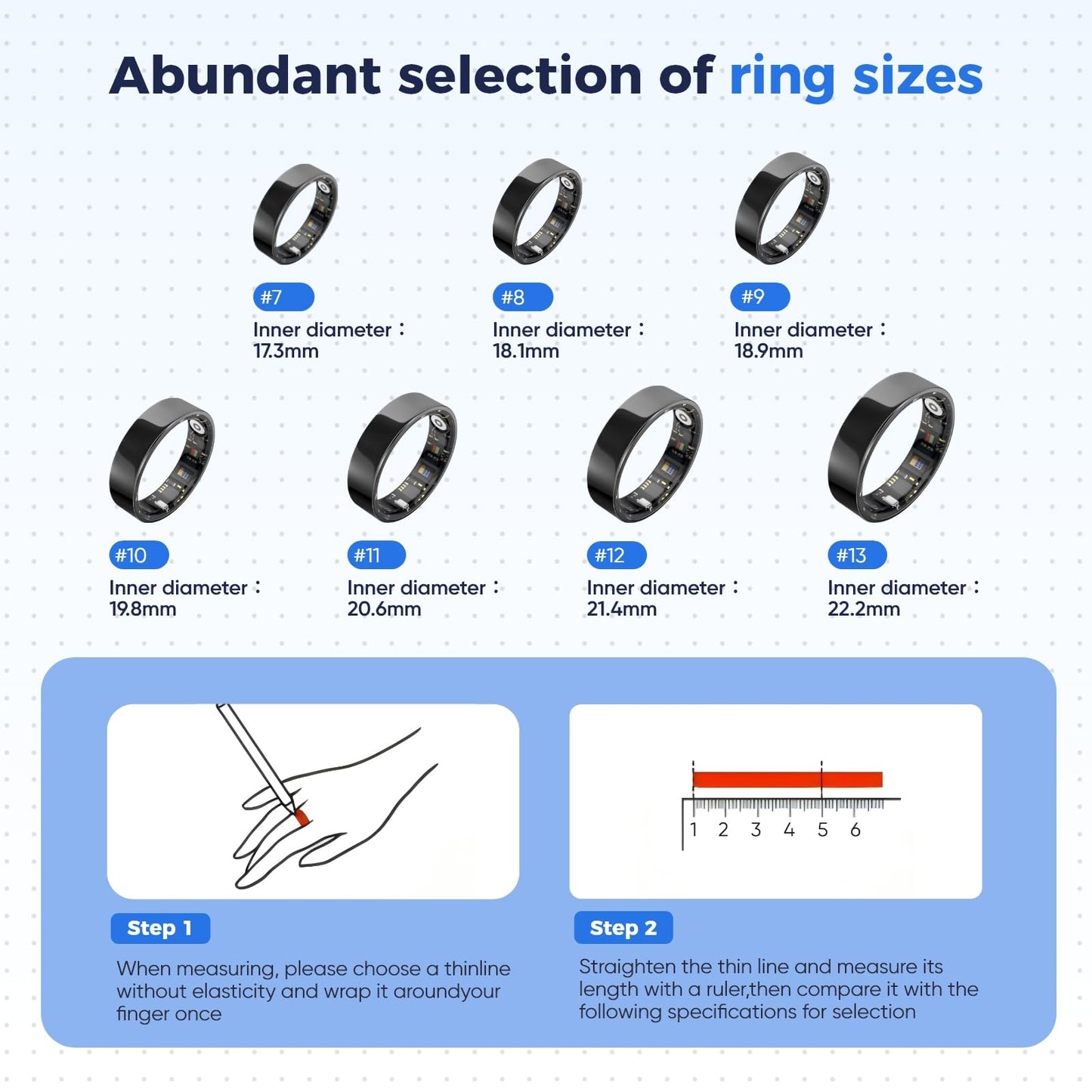 Smart Health Ring for Women Men Fitness Tracker with Heart Rate, Blood Pressure,Blood Oxygen,Step Counting, Sleep Monitoring,IP68 Waterproof for iPhone and Android, No Subscription Fee (Silver, 9)
