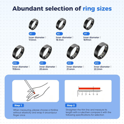 Smart Health Ring for Women Men Fitness Tracker with Heart Rate, Blood Pressure,Blood Oxygen,Step Counting, Sleep Monitoring,IP68 Waterproof for iPhone and Android, No Subscription Fee (Silver, 9)