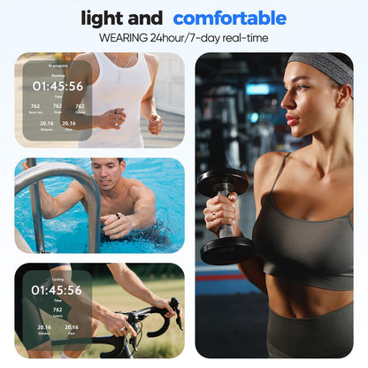 Smart Health Ring for Women Men Fitness Tracker with Heart Rate, Blood Pressure,Blood Oxygen,Step Counting, Sleep Monitoring,IP68 Waterproof for iPhone and Android, No Subscription Fee (Silver, 9)