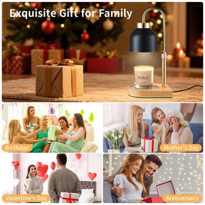 MOMIUCO Candle Warmer Lamp with Timer Dimmer, Wax Melt Warmer for Jar Candles, House Warming Gifts New Home Decor, Gifts for Women Mom, Adjustable Height with 2 Bulbs