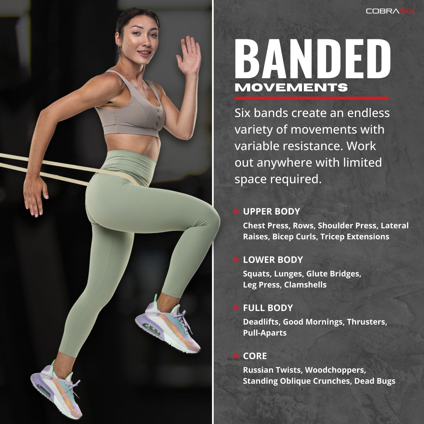 COBRASIX Resistance Bands for Working Out Men and Women | Set of 5 Bands | Resistance Bands for Powerlifting, Stretching, WOD, Strength Training and Pull Ups [5 Piece Bands]