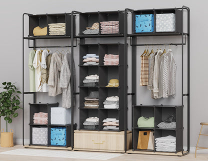 HOMIDEC Closet Organizers and Storage, 9 Cube Storage Organizer, Portable Closet Organizer Cubes Shelves for Clothes, Bedroom, Kids Room, Bathroom, Wardrobe, Garment Racks, Black