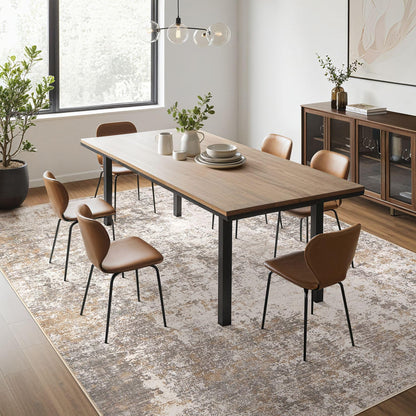 Area Rugs for Living Room: 10x12 Large Soft Washable Rug Modern Abstract Non-Slip Backing Stain Resistant Carpet for Bedroom Dining Room or Home Office Home Decor - Brown