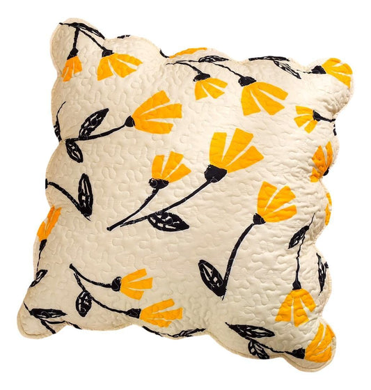 DaDa Bedding Yellow Fleur Floral Golden Orange Ivory Cream Scalloped