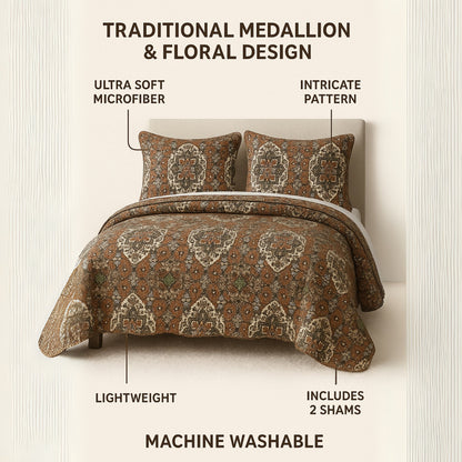 DaDa Bedding Rustic Earthy Cross Motif Folk Ogee Moroccan Scalloped