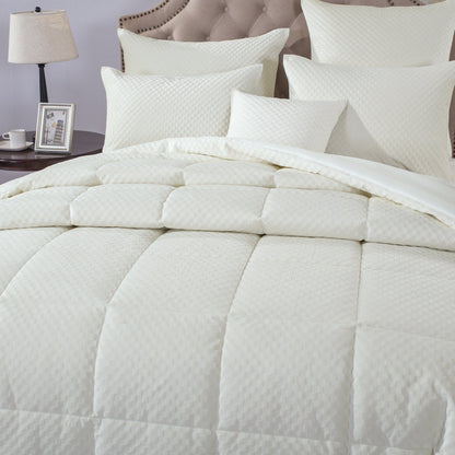 DaDa Bedding Dreamy Soft Velvet Ivory White Plush Velour Tufted
